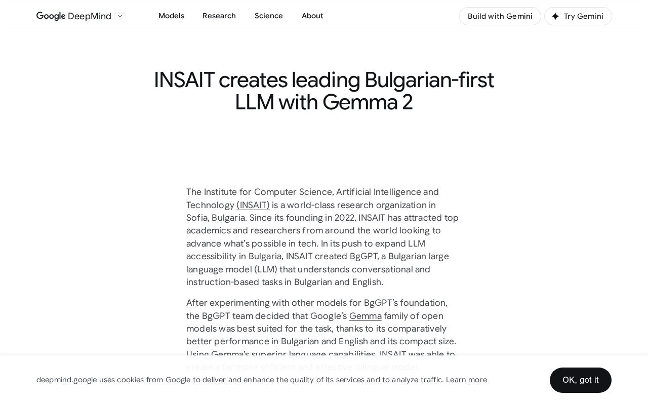 INSAIT създава водещ LLM за български с Gemma 2