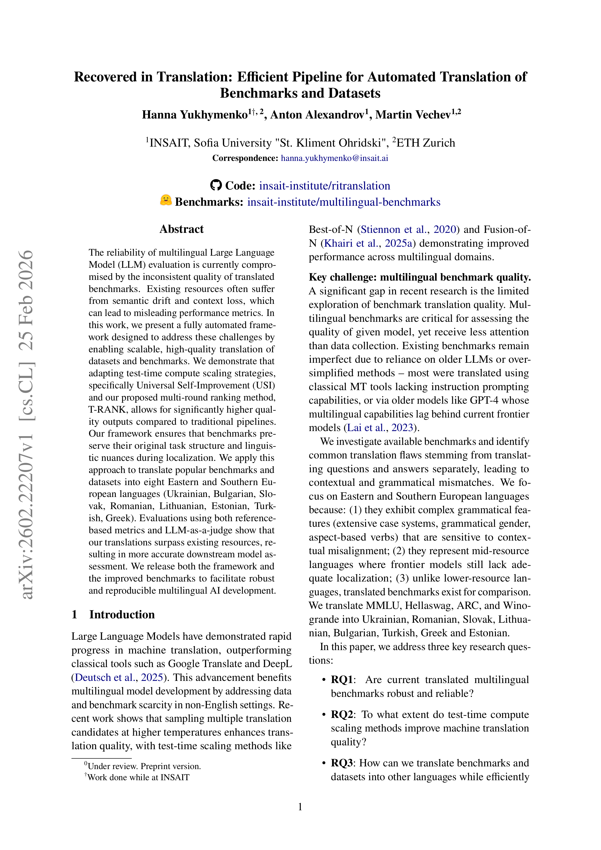 Recovered in Translation: Efficient Pipeline for Automated Translation of Benchmarks and Datasets